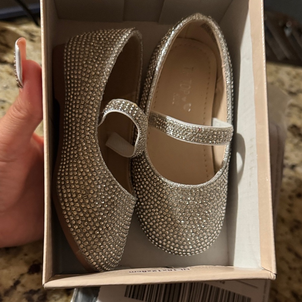 Tip Top Kids Glittering rhinestone Silver Dress Shoes